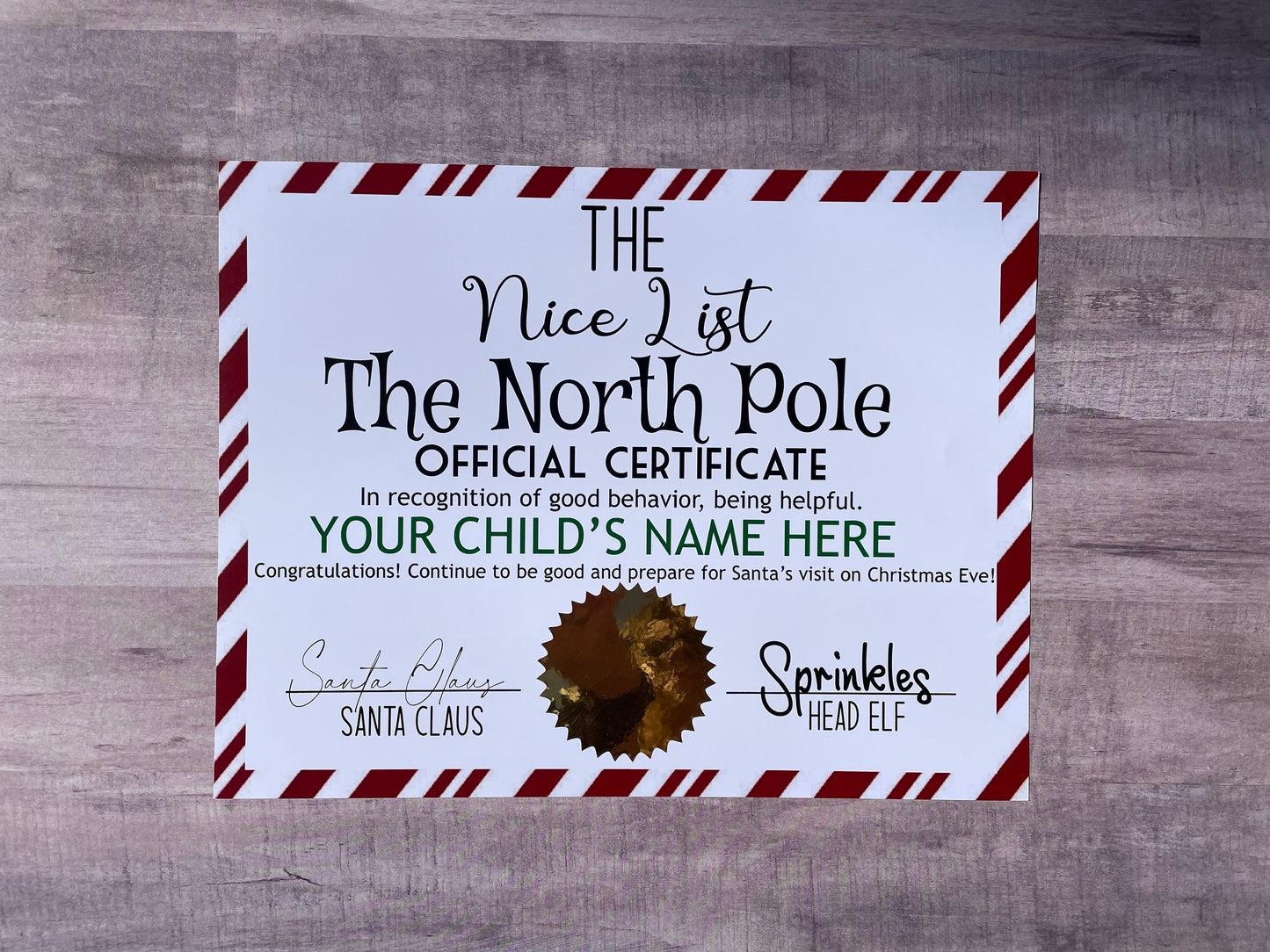 Custom Nice List Certificate from Santa Custom North Pole Certificate Custom Christmas Gift for Child Custom Gift for Boy or Girl Nice List