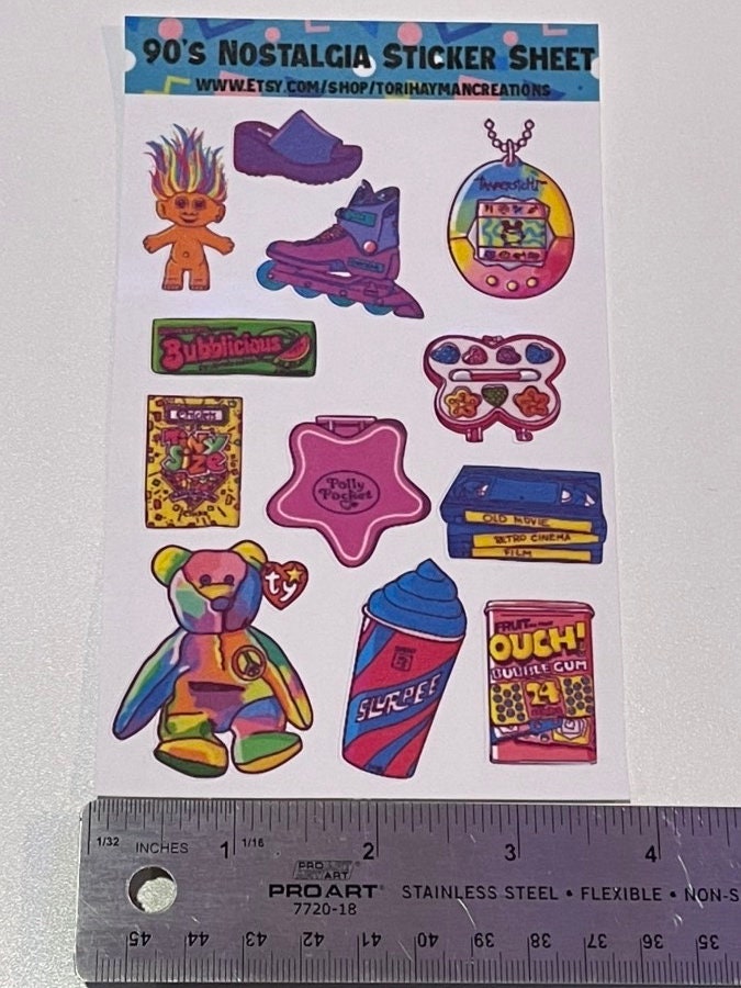 90s sticker sheet / 90s nostalgia sticker sheet / 90s sticker / 90s stickers / 1990 sticker sheet / stickers / handmade stickers