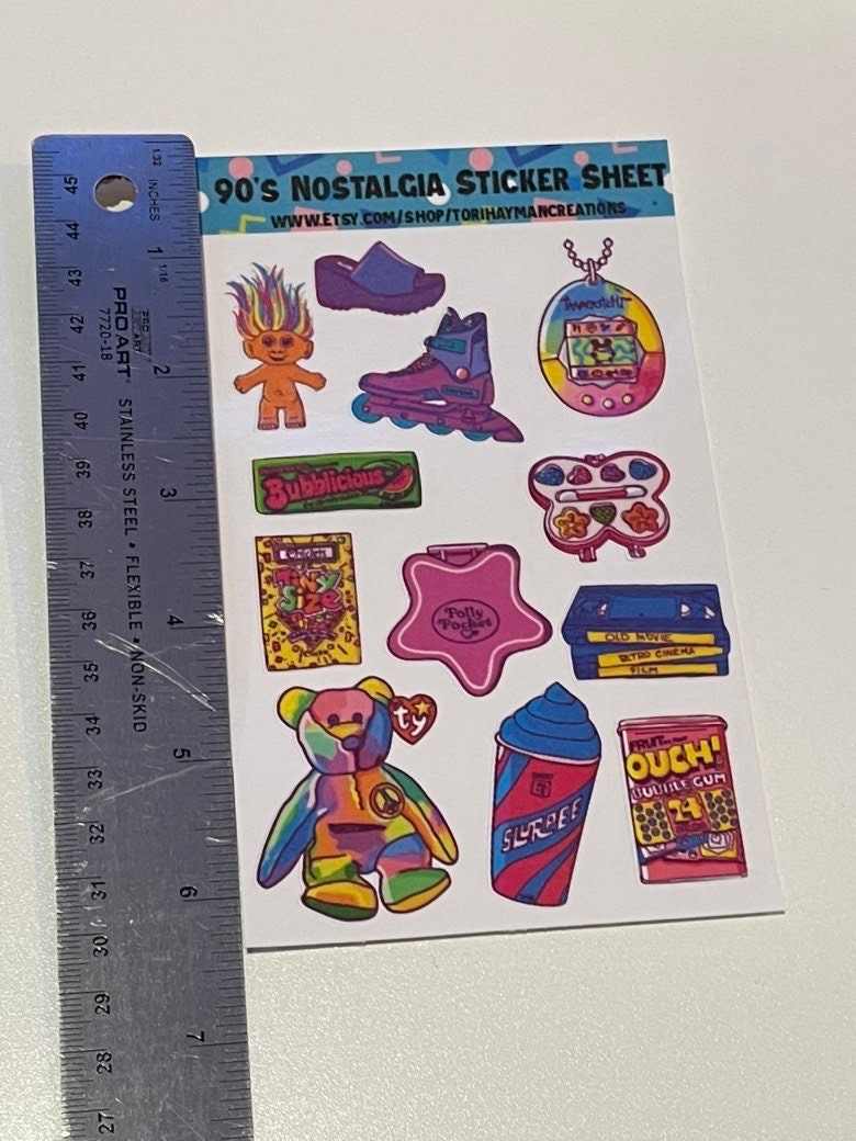 90s sticker sheet / 90s nostalgia sticker sheet / 90s sticker / 90s stickers / 1990 sticker sheet / stickers / handmade stickers