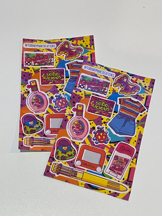 90s sticker sheet / teeny bopper sticker sheet / 90s sticker / 90s stickers / 1990 sticker sheet / stickers / handmade stickers