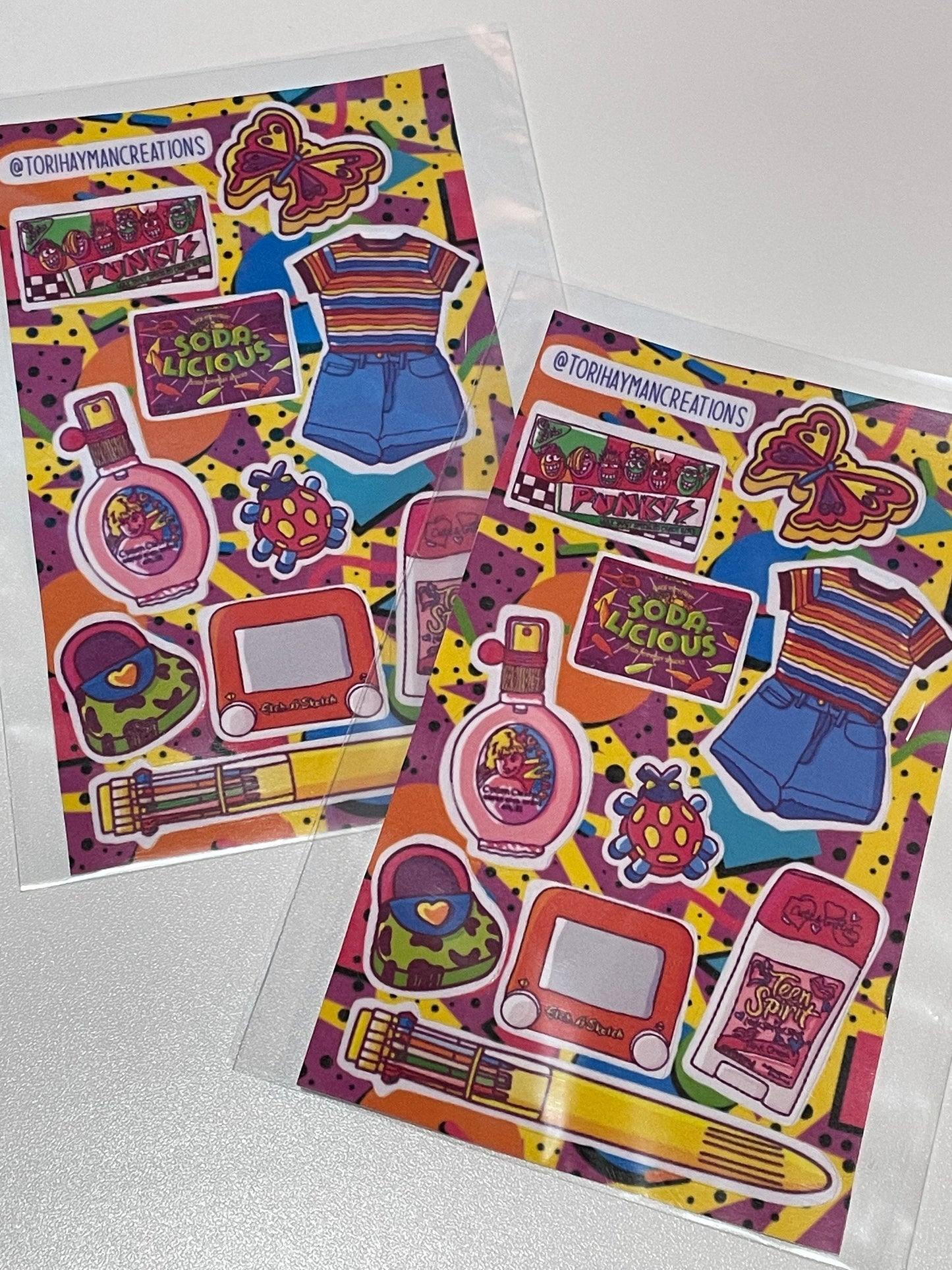 90s sticker sheet / teeny bopper sticker sheet / 90s sticker / 90s stickers / 1990 sticker sheet / stickers / handmade stickers
